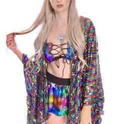 Lumishopusa Signature Sequin Kimonos Disco Sequin Kimono - Rainbow Pride