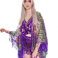 Lumishopusa Gypsy Mermaid Tassel Sequin Kimono