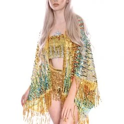 Lumishopusa Signature Sequin Kimonos Palace Queen Tassel Sequin Kimono