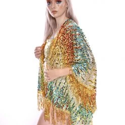 Lumishopusa Signature Sequin Kimonos Palace Queen Tassel Sequin Kimono
