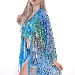 THE LUMi SHOP Disco Sequin Tassel Kimono- Island