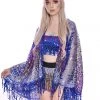 Lumishopusa Signature Sequin Kimonos Disco Sequin Tassel Kimono- Royal Blue