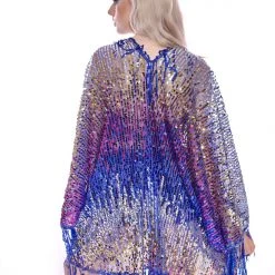Lumishopusa Signature Sequin Kimonos Disco Sequin Tassel Kimono- Royal Blue
