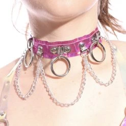 THE LUMi SHOP Hoop Chain Chocker In Rose Pink Hologram