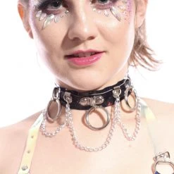 THE LUMi SHOP Hoop Chain Chocker In Black Hologram JEWELRY