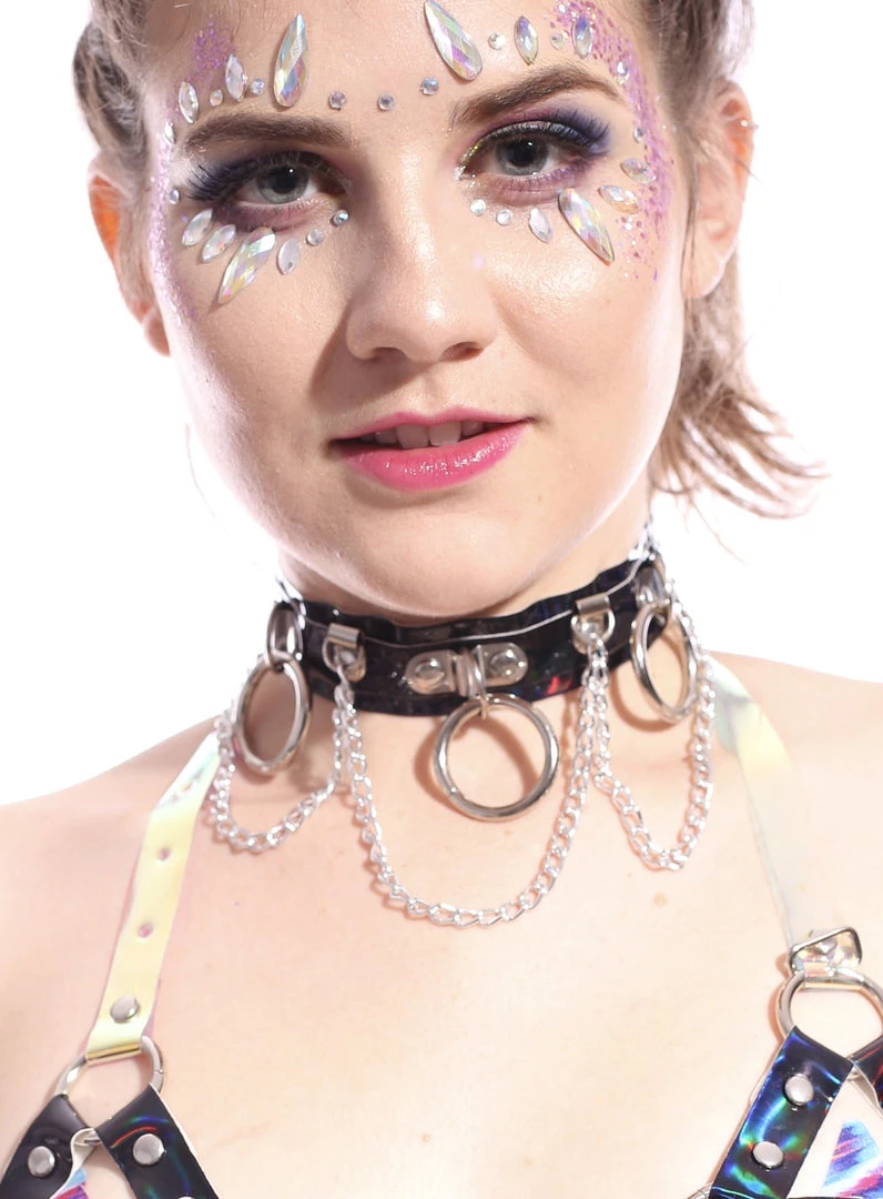 THE LUMi SHOP Hoop Chain Chocker In Black Hologram JEWELRY 4 THE LUMi SHOP Hoop Chain Chocker In Black Hologram JEWELRY