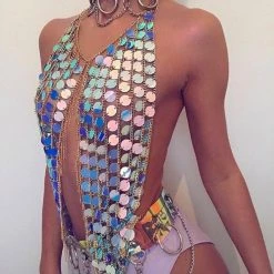 THE LUMi SHOP Iridescent Hoop Chain Belt