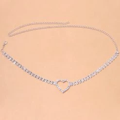 THE LUMI SHOP Heart Silver Rhinestone Leg Wrap