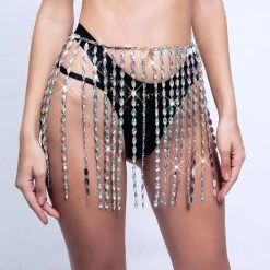 THE LUMi SHOP Rhinestone Diamond Tassel Skirt Skirts