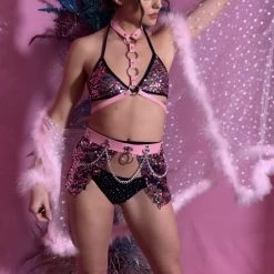 THE LUMi SHOP Sugar Plum Open Front Mini Sequin Skirt Sequin Skirts