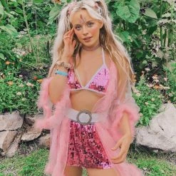 THE LUMi SHOP Magenta Sequin Triangle Top