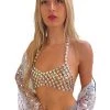 THE LUMi SHOP Tops Iridescent Rhinestone Body Jewelry Top
