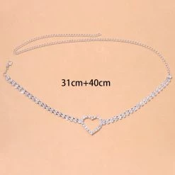 THE LUMI SHOP Heart Silver Rhinestone Leg Wrap