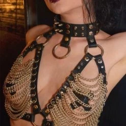 THE LUMi SHOP Burning Man Vegan Leather Chain Harness Top Tops 14 THE LUMi SHOP Burning Man Vegan Leather Chain Harness Top Tops