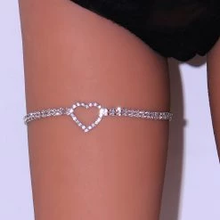 THE LUMI SHOP Heart Silver Rhinestone Leg Wrap