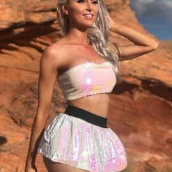 THE LUMi SHOP Sequin Skirts Reversible Sequin Skirt - Iridescent