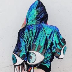 THE LUMi SHOP Reversible Sequin Jacket - Mermaid Cropped Disco Jacket (One Size)